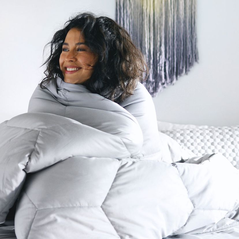 woman use comforter