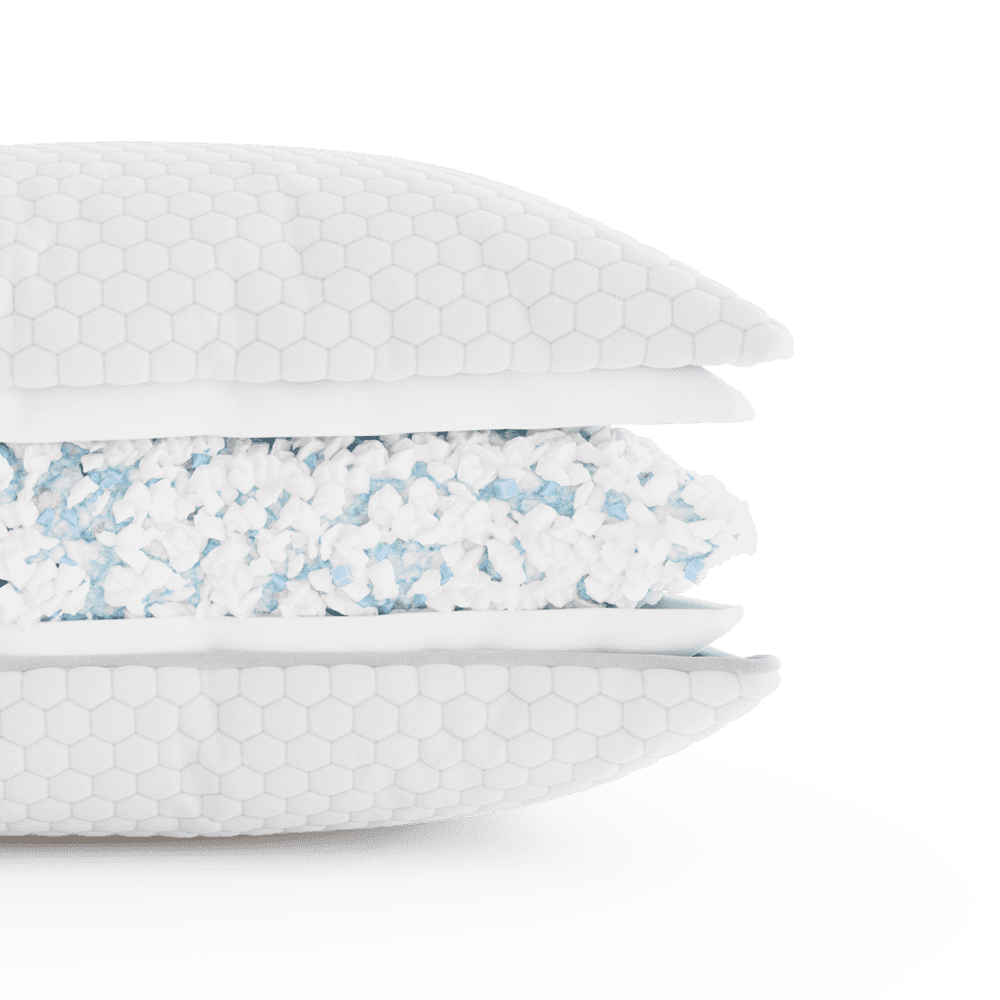 shredded memory foam pillow filled with fibers