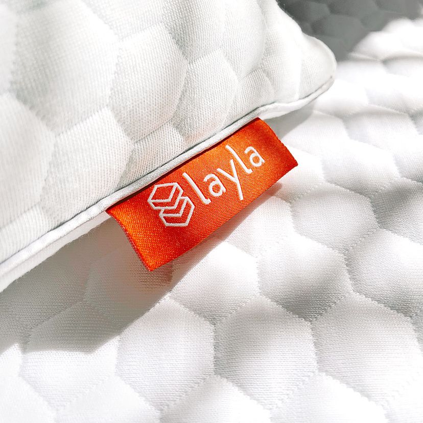 Layla logo is on shredded memory foam pillow