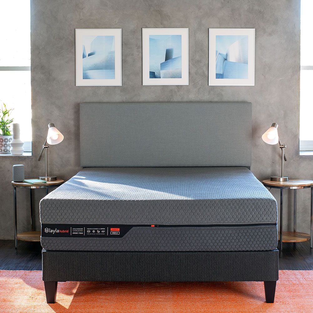 hybrid mattress is on platform